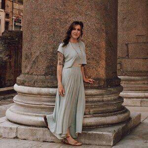 Vici two piece crop top and maxi skirt set